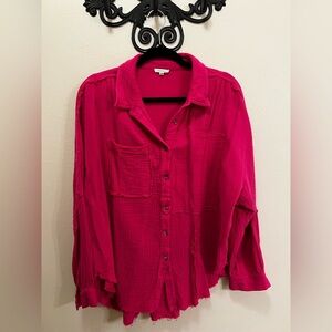 JODIFL Fuchsia Button Down Shirt